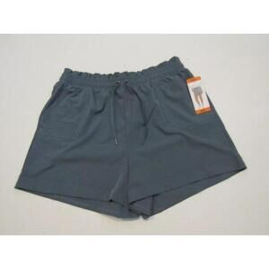 DANSKIN Womens Paperbag Wide Waist Shorts Pockets Stormy Weather Blue Sz XXL AD9